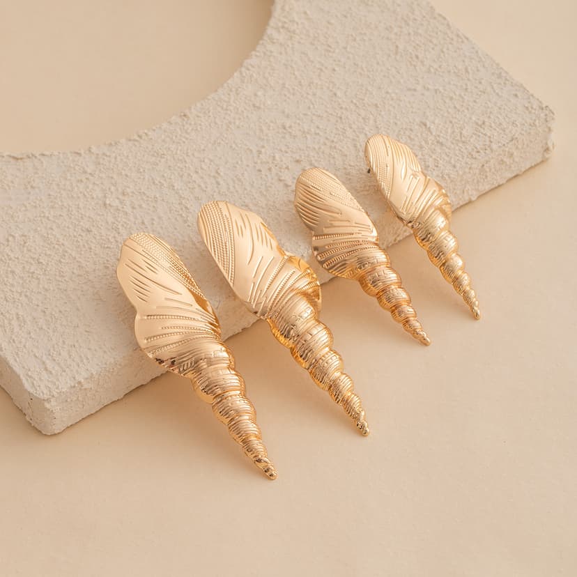 Cross-Border Retro Metal Holiday Style Geometric Earrings European and American Exaggerated Conch Size Irregular Design Earrings for Women