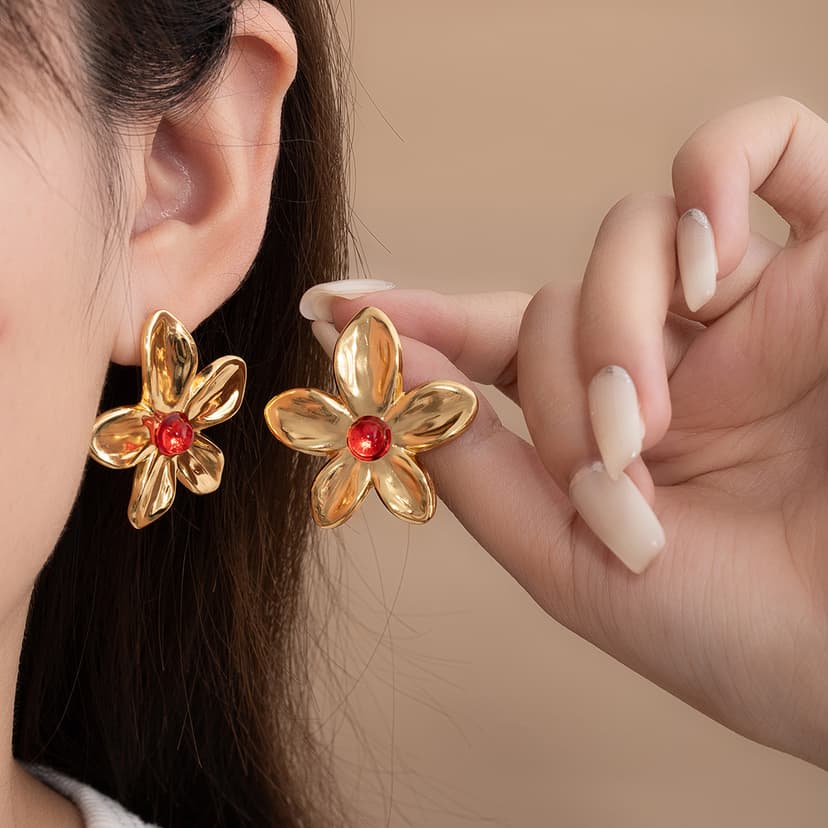 European and American Cross-border Ins Style Exaggerated Metal Pleated Imitation Pearl Earrings Distinctive Niche Design Simple Earrings for Women