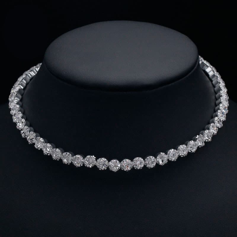 European and American fashion cross-border hot-selling bridal jewelry elegant shiny rhinestone single row collar necklace women's 5425