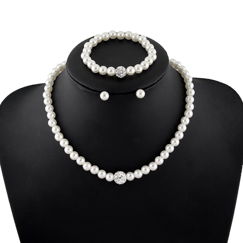 Pearl Necklace Matching New High-grade Pearl Diamond Necklace Bracelet Earrings suit AliExpress Hot Sale N4125