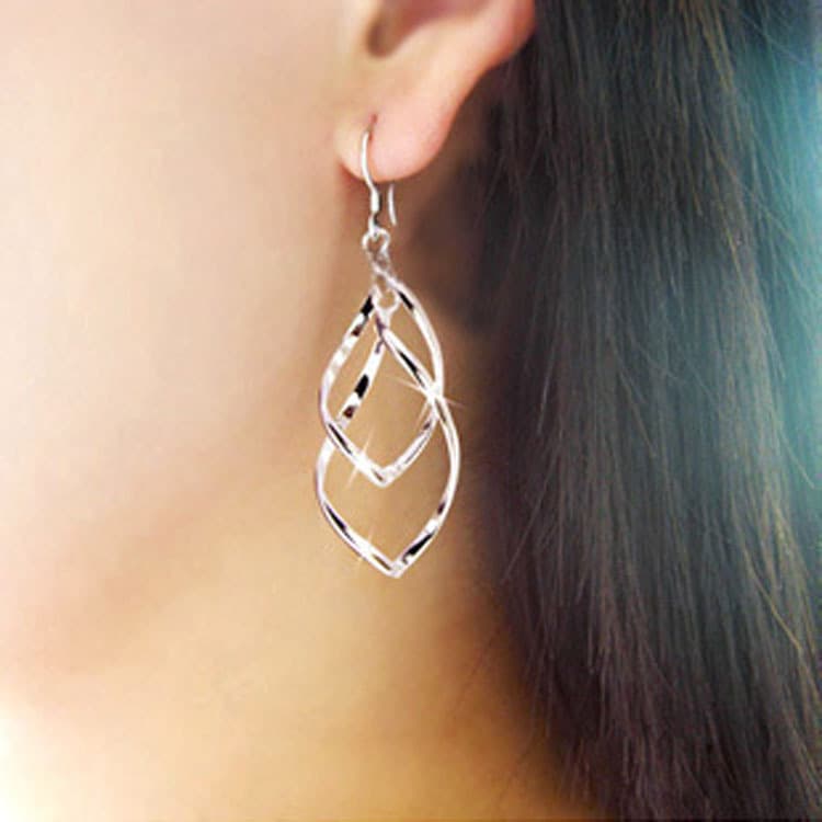 European and American classic fashion super shiny alloy earrings twisted diamond multi-layer earrings double-ring lady earrings E2529