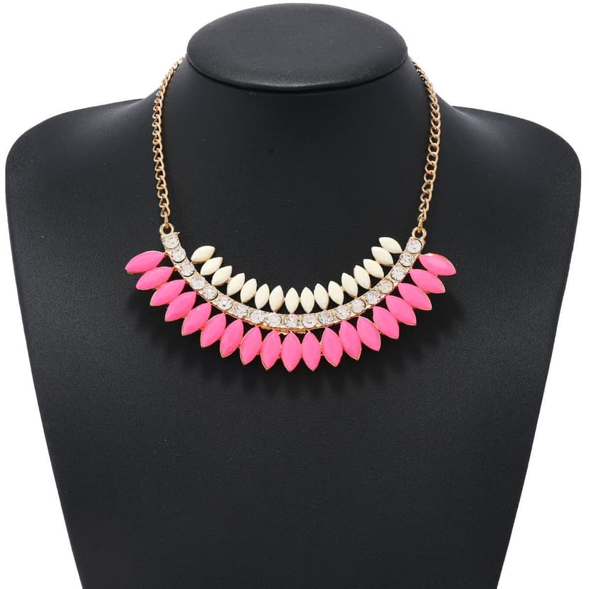 European and American Foreign Trade Accessories Necklace Women's Korean-style Short Exaggerated Clavicle Chain Stone Pointed Diamond Short Necklace Hanging Ornaments