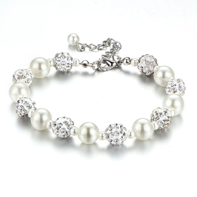 European and American fashion cross-border hot bridal jewelry elegant shiny rhinestone Diamond Ball pearl bracelet B3847