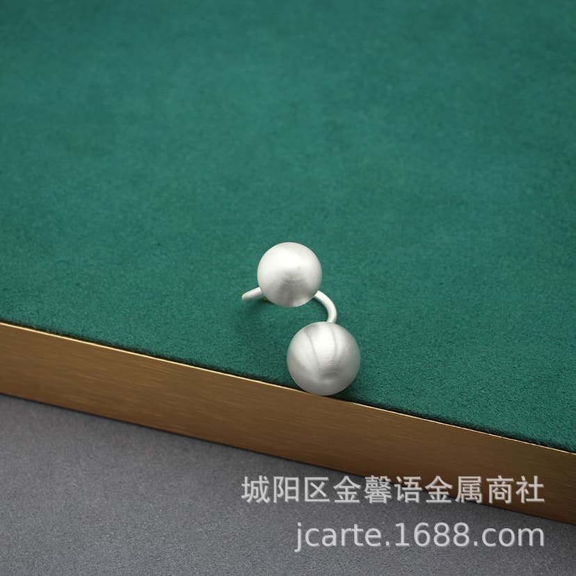 Wire drawing silver ball summer essential ring European street style jewelry adjustable ring silver jewelry niche ring