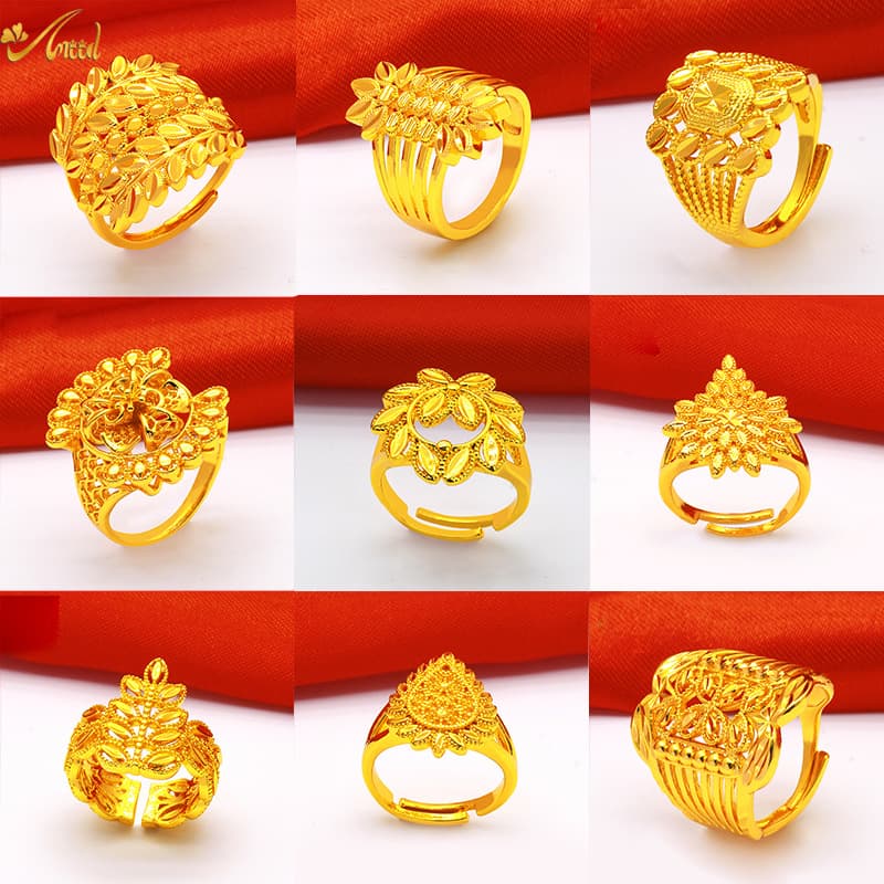 Ainide copper gold-plated wheat ear ring non-fading imitation gold ring size adjustable open ring wholesale