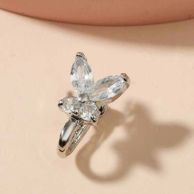 Amazon's Popular Metal Zircon Shiny Fake Nose Nail Exaggerated Simple Butterfly Non-Pierced Nose Clip Piercing Jewelry for Women