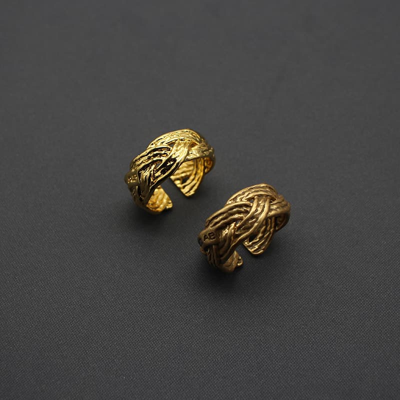 Qingdao European and American Foreign trade jewelry marking twist woven ring plain ring distressed plated Old Gold opening adjustable bracelet