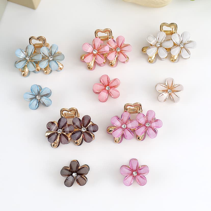 Mini Resin Small Flower Half-Tie Small Hair Clip Cross-Border Popular Exquisite High-End Small Hair Clip Side Clip Headwear