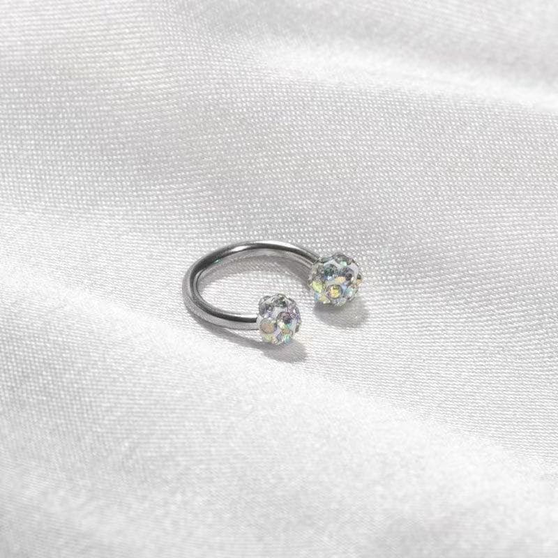 Cross-border new European and American Shambhala nose ring stainless steel horseshoe ring puncture flash soft clay ball nose nail nose ring
