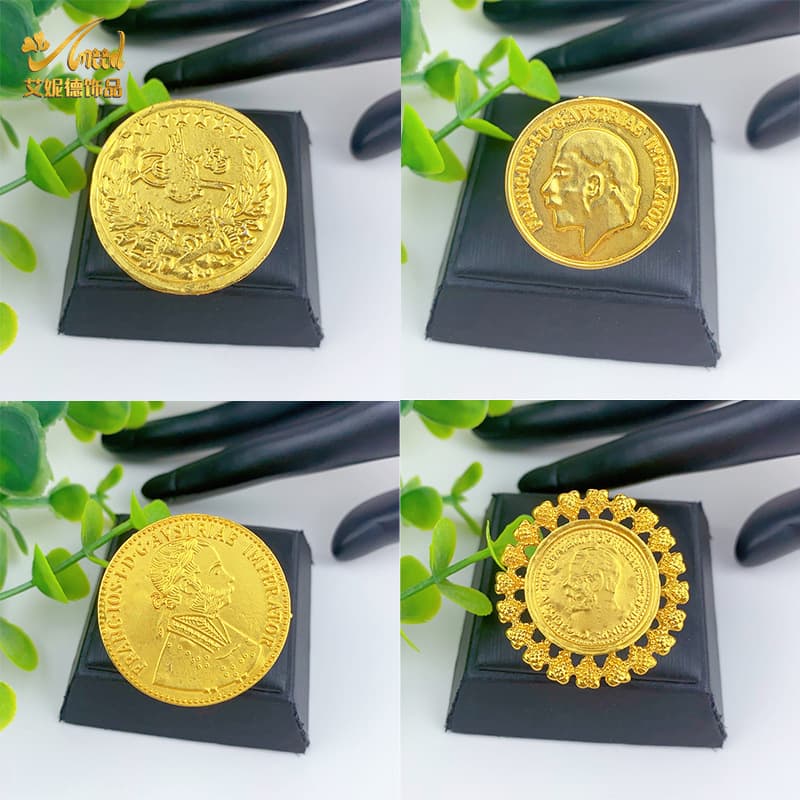 Cross-border hot gold coin ring Xinjiang ethnic wind opening adjustable ring jewelry source manufacturers in stock wholesale