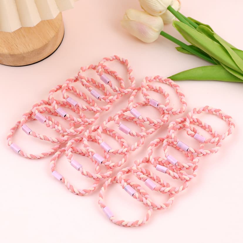 Pink Twist Hair Rings Women's Ponytail Hair Rope High Elastic Durable Rubber Band Not Stringing Hair New