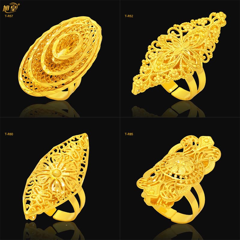 Dubai Bride Opening Ring Wedding Jewelry Vietnam 24K Gold Index Finger Ring Brass Gold Plated Women Ring