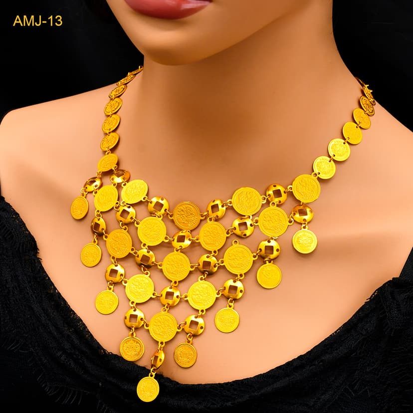 Xinjiang Yunnan Famous ethnic style jewelry Middle East hot selling fashion copper jewelry multi-layer necklace jewelry suit in stock wholesale
