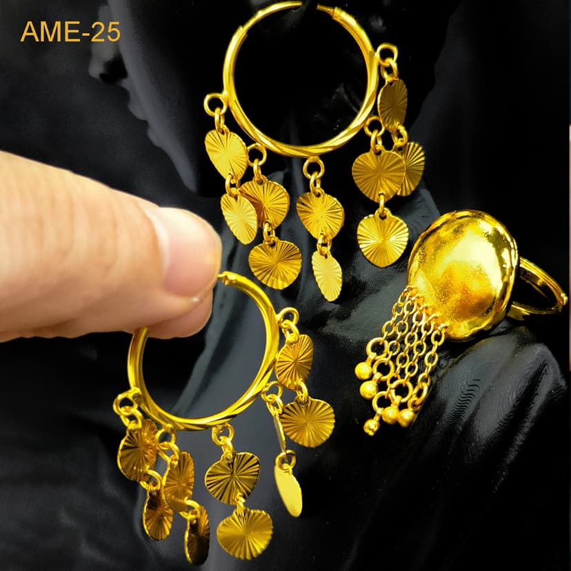European and American light Luxury Gold C- shaped tassel earrings ring Xinjiang Diamond geometric earrings ethnic style long earrings