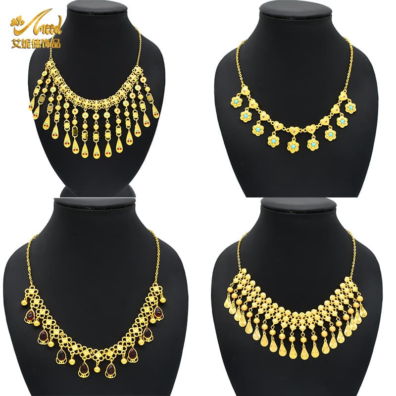 Dubai Xinjiang gold-plated bridal zircon pendant necklace cross-border hot selling new women's jewelry necklace factory wholesale