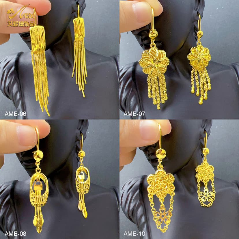 Fashionable New Sand Gold Earrings Gold-Plated Tassel Earrings Indian Bride Women's Flower Earrings Simple Accessible Luxury Earrings