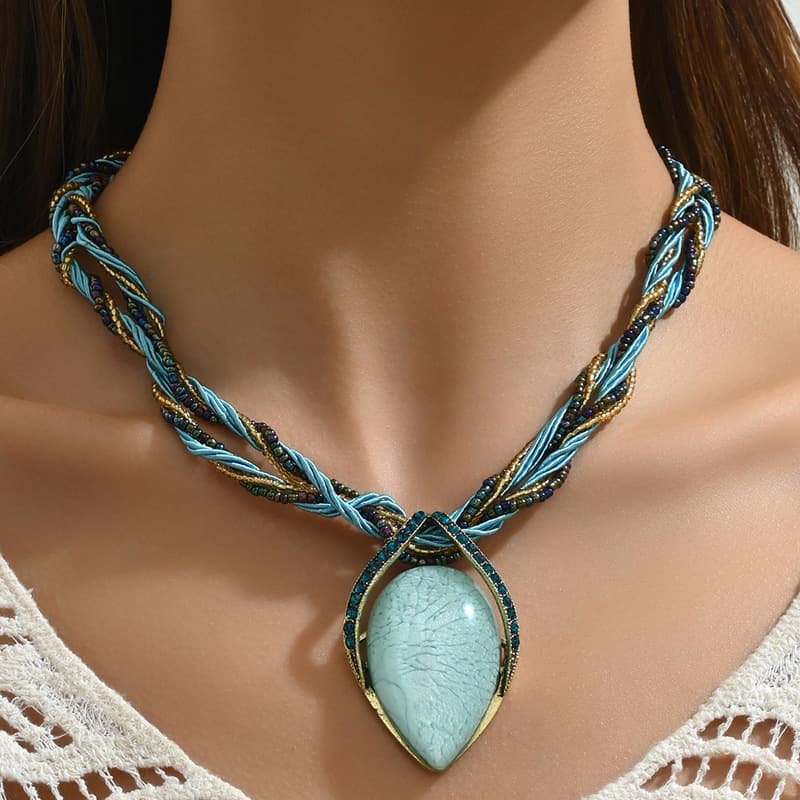 European and American Cross-border Fashion Bohemian Ethnic Style Leaf Temperament Ladies Necklace