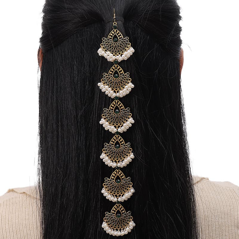 Europe and the United States cross-border fashion family style retro flash drill peacock shape drop spike temperament ladies head chain