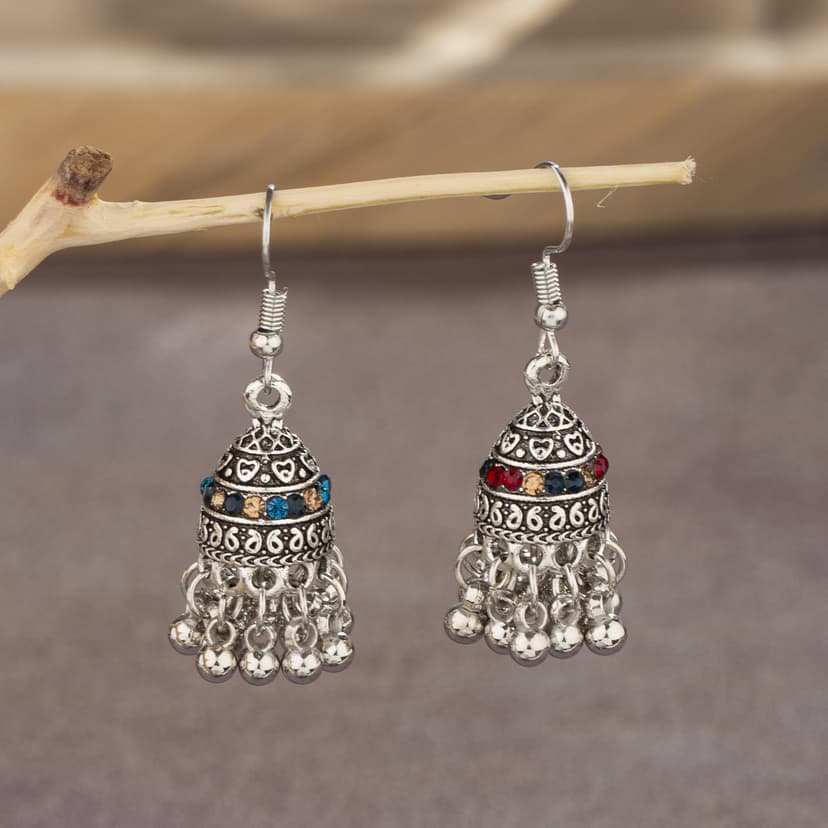 India New Retro Classic Tassel bell earrings female ethnic style inlaid zircon pendant exaggerated earrings hair cape