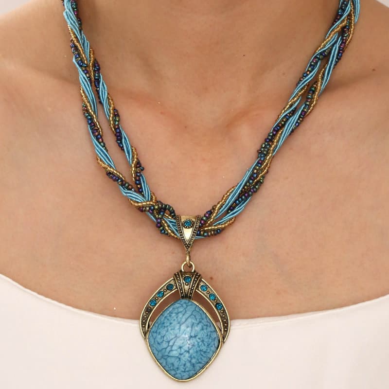 European and American Cross-border Fashion Bohemian Style Simple Geometric Diamond Accessories Pendant Temperament Women's Necklace