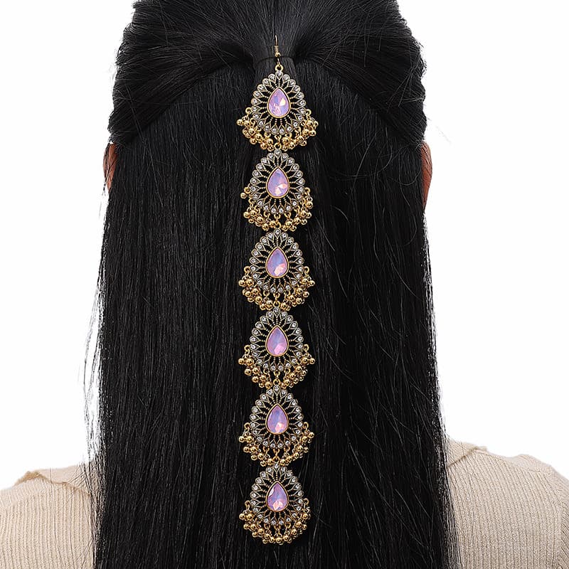 European and American Cross-border Fashion Ethnic Style Retro Hollow Shining Water Drop Pearl Elegant Women's Head Chain
