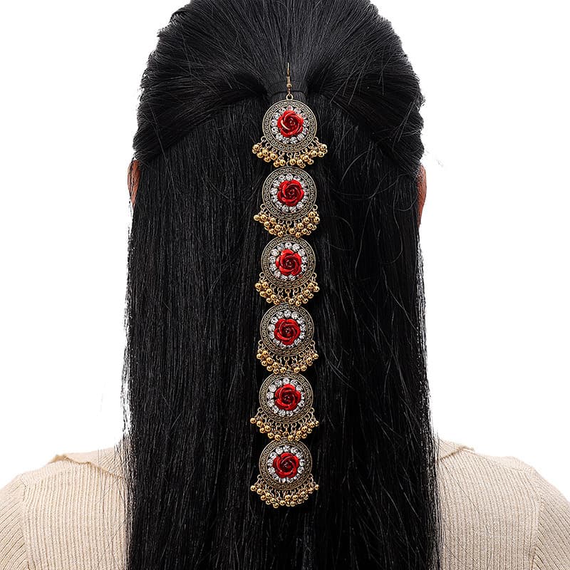 Europe and the United States cross-border fashion family style retro sparkling gem flower drop spike temperament ladies head chain
