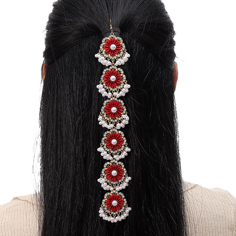 Europe and the United States cross-border fashion family style retro flash diamond rose drop spike temperament ladies head chain