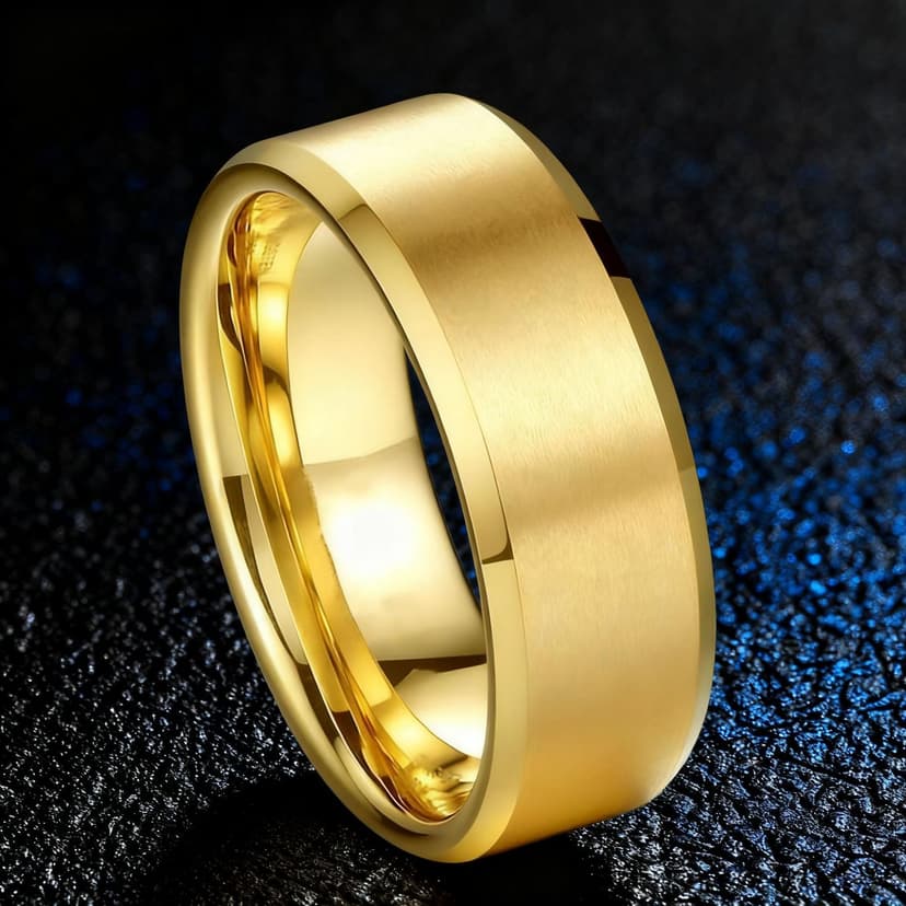 Stainless Steel Ring Men's Frosted ins Boys Gold Color-free Cold Titanium Steel Ring European and American Cross-border Hair