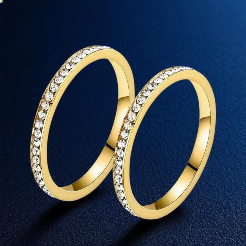 Stainless Steel Ring Women's Wholesale Niche High-End Accessible Luxury Ins Style Gold-Plated Titanium Steel Ring 2mm Wide Diamond Ring