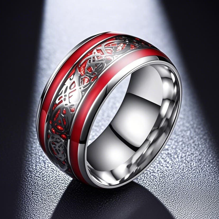 Titanium steel ring niche high-level luxury non-fading cross-border ins style personality retro cool dragon pattern steel color three-line