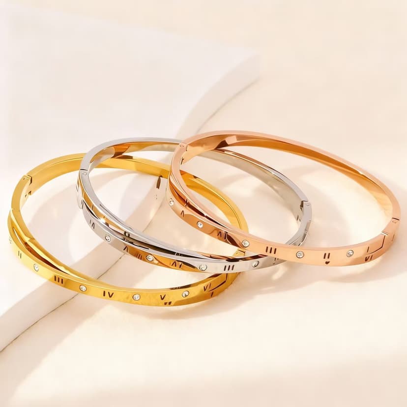 Rose Gold Titanium Steel Bracelet Women's High-End Bracelet Accessible Luxury Niche Zircon Bracelet Plain Ring Bracelet Hand Jewelry