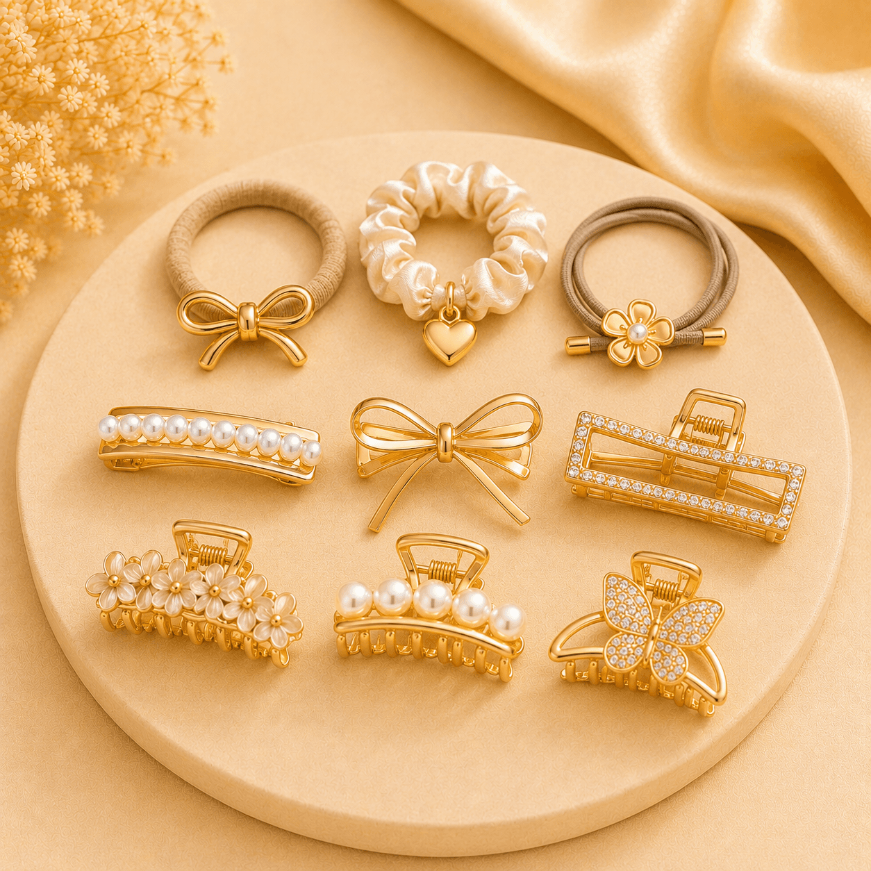 Hair ties and clips