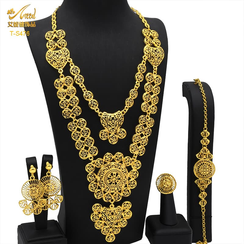 Cross-border Hot Sale Middle East India Jewelry Evening Dress Wear Earrings Rings Necklace Jewelry suit in stock Wholesale
