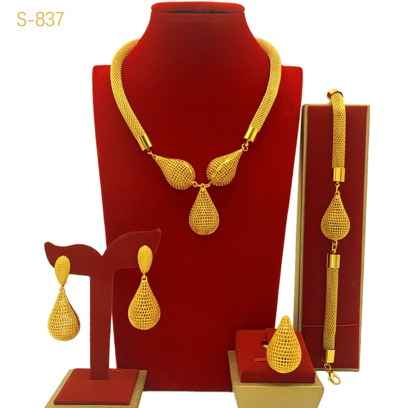 Cross-border exclusive for Dubai India Africa Wedding Jewelry pendant necklace earrings bracelet ring alloy jewelry suit
