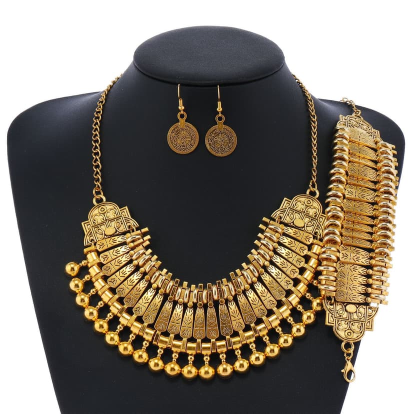 European and American tassel coin necklace earrings bracelet suit clavicle chain necklace sweater chain suit folk dance performance