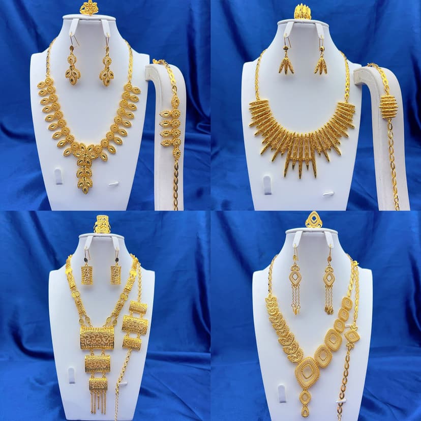 Middle East Dubai jewelry Vietnamese bride wedding jewelry suit necklace bracelet earrings ring jewelry four-piece wholesale