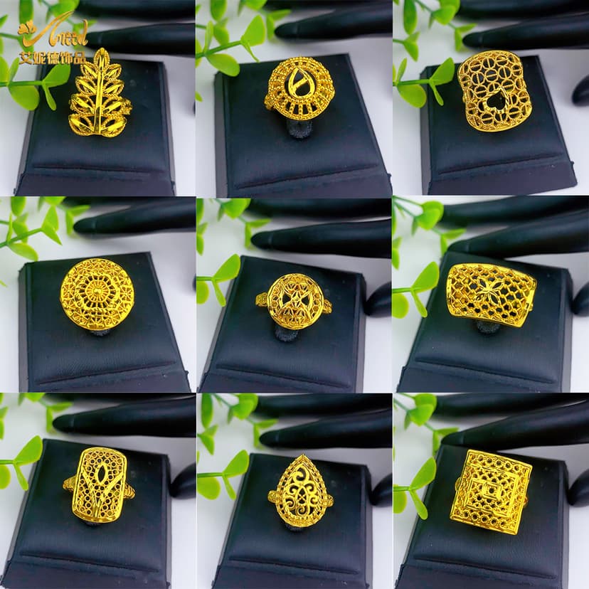 Hot selling ring 24k gold index finger ring brass gold-plated ladies ring is not easy to fade manufacturers in stock wholesale