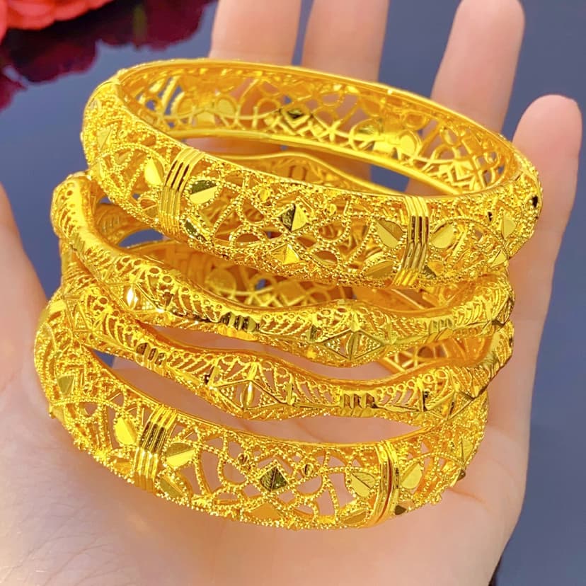 Vietnam Middle East gold hollow buckle bracelet 24k gold plated open bracelet jewelry Indian wedding jewelry